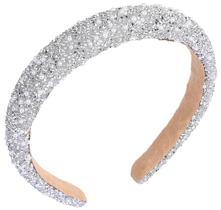 Strass Stirnband Kristall Haarreifen Damen Haarreif Glitzer Strass Haarreif Breit Haarband Stirnbänder Mode Haarschmuck Haarreifen Mädchen Silber Haarband für Frauen, Hochzeit Braut Haarschmuck