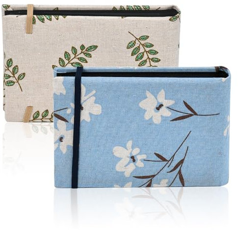 ADERTOS Fotoalbum Einsteckalbum für 10x15cm Foto Small Pocket Photo Album zum Einstecken 200 Fotos Mini Fotobuch Beige und Blau Fotoalben Einsteckalbum mit Leinen Einband für Familien Hochzeit