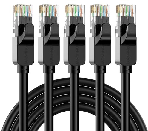 JARNHNG Cat6 LAN Kabel Netzwerkkabel 2m 5er Set UTP 26AWG 500MHz mit RJ45 Steckern - Für Gaming, E-Sports & Büro, Cat.6