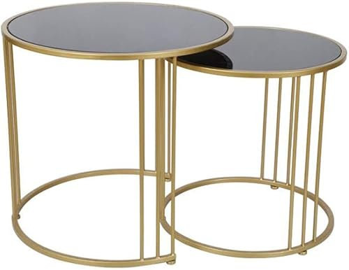 Satztische aus gehärtetem Glas, 2er-Set - Eck-Couchtisch, verspiegelter Beistelltisch für Wohnzimmer, Hotel, kreative Möbel für Lounge