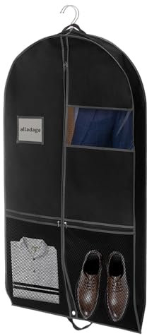 43 Garment Bag Suit Bag Garment Bags for Travel Duffle Bags for Hanging Clothes Storage Bag Carry on Garment Bag, Ideal for Wardrobes, Blazers, Dresses, Coats (1 Pack)