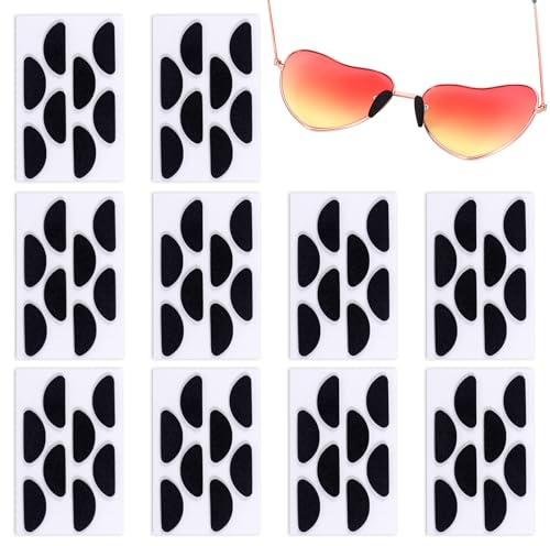 Mynoozi 40 Paar Brillen Nasenpads, D-förmige EVA-Brillen-Nasenpads, rutschfeste Brillen Nasenaufkleber für Brillen und Sonnenbrillen - Schwarz