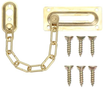 LYHYDMA Türkette Sicherheits-Türkette, Messing-Schiebeverschluss, Türriegel, Starke Schutzvorrichtung, Hardware, Sperrschloss, Riegel, Schiebe-Sicherheitskette Universal(Gold)