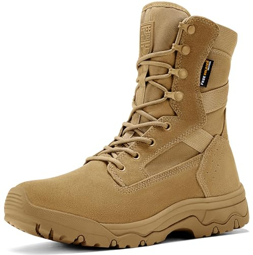 FREE SOLDIER Stivali tattici da uomo 8 pollici – Leggeri stivali outdoor in pelle scamosciata, resistenti stivali da trekking, ideali anche in deserto