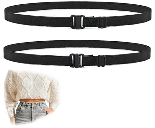 WERIGONI 2 Stück unsichtbarer elastischer Bund, Crop-Top, Taillengürtel, verstellbarer Kragen Pullover Hemd elastischer Stretch-Bund, Damen-Wickeloberteile