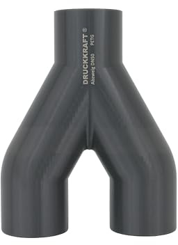 DRUCKKRAFT 2-Wege Abzweig Rohr 50mm | Abzweigstück | Y-Verteiler | Absauganlage | Rohrverbinder | Schlauchverbinder | Zentralstaubsauger & Industrie | PETG | (DN50 auf 2-Fach DN50)