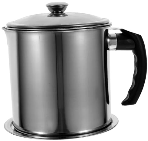 Colador de Grasa de Acero Inoxidable 1, 8 L para Cocina | Filtro de Malla Fina, Vertido Cómodo, Color Negro, Uso Doméstico y Restaurante