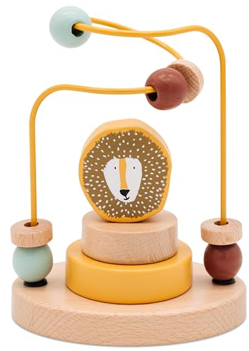 wunderwunsch Trixie Motorikschleife als Baby Geschenk, Geschenke zur Geburt, Babyspielzeug, Personalisierte Geburtstagsgeschenke, Montessori Spielzeug mit Personalierung (Löwe, ohne Name)