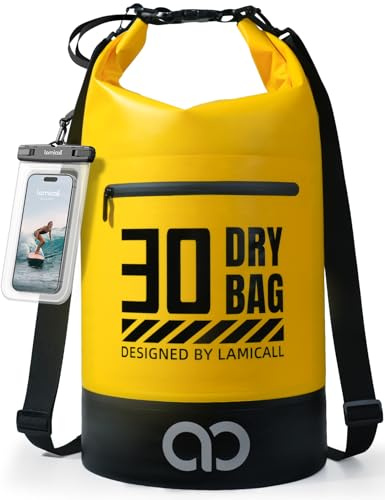 Lamicall Dry Bag, wasserdichte Tasche Beutel, Wasserfester Rucksack Drybag | [Robust & Kratzfest] 5L/10L/20L/30L/40L Waterproof Bag für Wassersport/Strand/Bootsport, Freie 100% wasserfeste Handyhülle