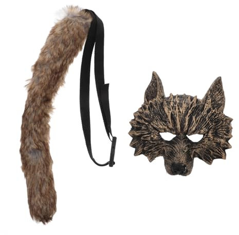 Homoyoyo Kostüm Set Mit Maske Und Realistische Wolfsmasken Für Halloween Kostümpartys Und Cosplay Für Erwachsene Und Junge Mädchen Zubehör Für Tier-themenveranstaltungen