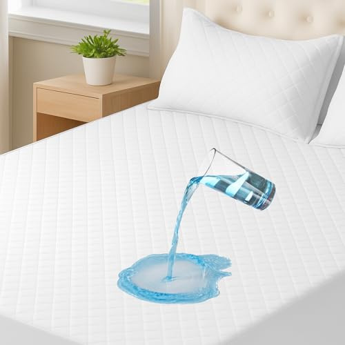 CYCMACO Matratzenschutz Wasserdicht 140x200cm, Atmungsaktive Nässeschutz Matratzenbezug Geräuschlos, Anti-Allergie Und Anti Milben, Hochwertige, rutschfest, Tiefe Tasche, Waschbar, Weiß