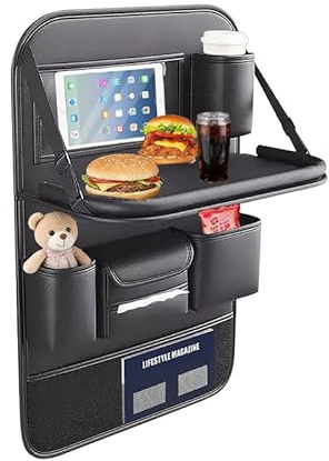 Mautopily Auto Organizer mit Tisch Leder, Rückenlehnenschutz für Kinder