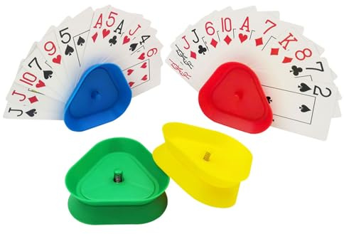 4pieces Playing Card Holder | Triangle Standing Cards Games Holder | Supports Various Sizes Of Card | 4 Colors Cards Games Bracket For Poker Parties, Kids, Adults, Seniors