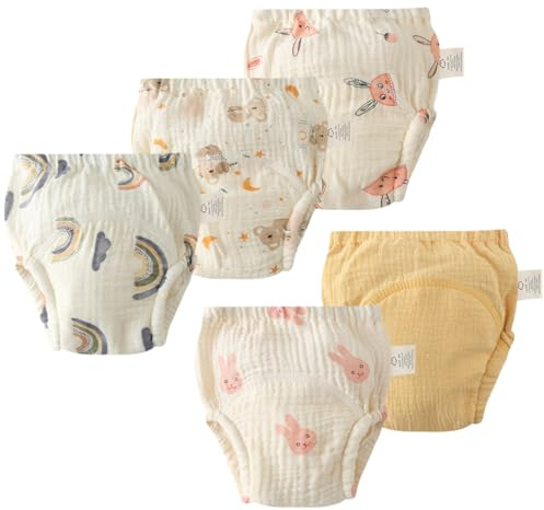 ACMEDE Culotte Apprentissage propreté Fille Garcon，Lot de 5 Coton rembourrées pour bébé propreté Enfant Doux Lavable, 6 Mois-3 Ans