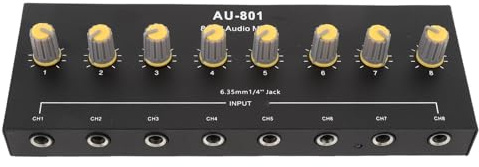 SPYMINNPOO Console di Miscelazione Portatile Ricaricabile Ricaricabile di Uscita Mini Audio Mixer a 8 con Controllo di Alimentazione Isolato per il Lavoro in Studio