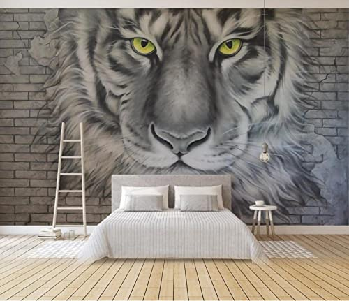 Papel Pintado Pared 3D Muro De Ladrillo Del Tigre Fotomurales 3D Papel Tapiz Moderno Murales Dormitorio -ZX01921-300x210cm