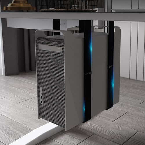 PC Frame Case Under Desk Adjustable Computer Tower Rack with Open Frame Mount Organiser Carry Frame for Hotel Home Workplace