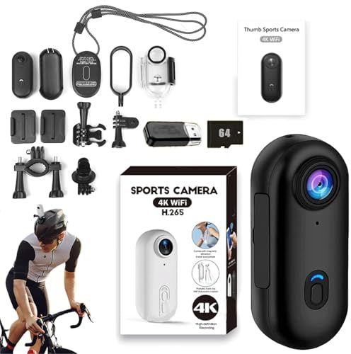 Varnock Motorcycle Camera, Varnock HD Action Camera, 4k Mini Handsfree Bodycam, HD 1080p/4k Pocket POV Cam, with Magnetic Clip,Waterproof Case and Bracket, for Cycling Travel Photography (Black,4K)