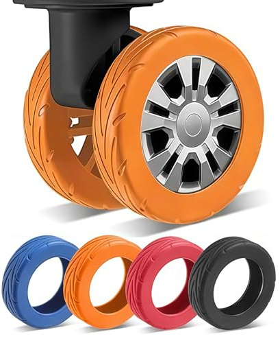 AstraGlam 8 piezas de fundas para ruedas de equipaje de silicona mejoradas, cubiertas para ruedas de maleta, previenen el ruido y son resistentes al desgaste, funda protectora para rueda giratoria