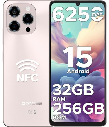 DOOGEE Note 58 Pro Mobile Phones, Android 15 Smartphone 2025, 6250mAh & 32GB+256GB 2TB TF, 6.75 HD+ 90Hz Display, 4G Dual SIM Free Unlocked Phones, Widevine L1, Fingerprint/Face ID/OTG/GPS/NFC,Golden