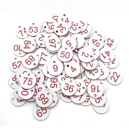 Nummernschilder aus Kunststoff 500/1000 Stück 1-500/1000 Schlüsselhandkarten Nummernschilder Gravierte Etiketten Schrankcodierung(1-1000 Withe Red)