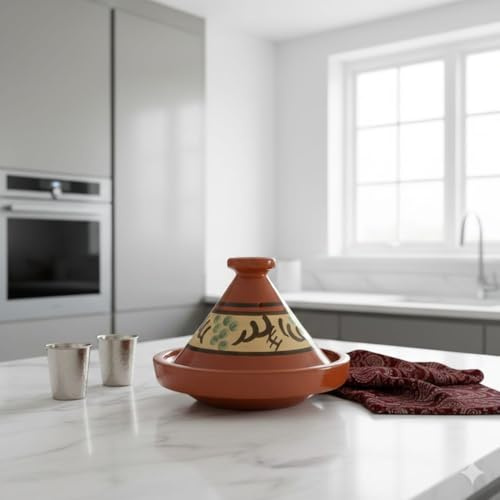 Tajine Pentola Terracotta Piatto Etnico Dipinta a Mano Tradizionale Marocchina Tunisina M 22cm 1811251102 E-Book Omaggio