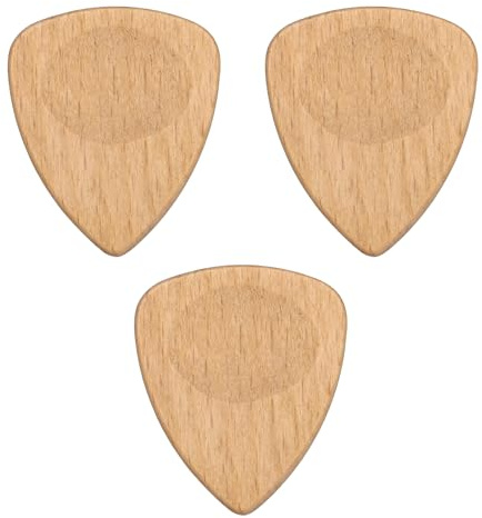 QUARKZMAN 3 Stk Holz Plektrum 30mm Rillenform Plektren Hell Beige | Buchenholz, Extra Starkes, Für Elektro Akustik Bassgitarren
