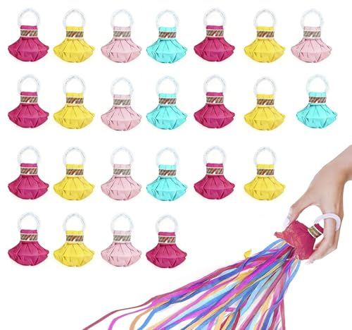 Wurf Luftschlangen, 25 Stück Hand Werfen Streamer, Luftschlangen Kanone für Geburtstag Hochzeiten Weihnachten Karneval Abschlussfeier