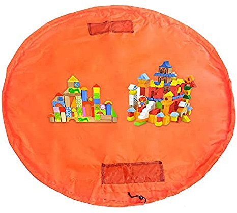 HIMRY XXL leksaker städväska, vattentät lekfilt för lek och städning, snabb uppsamling legos, dupla etc, leksaksväska förvaringsväska, orange KXD4005 orange