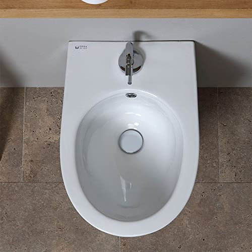 Kiamami Valentina - Bidet Sospeso Serie Tuckett | Design Moderno e Linee Morbide | 100% Ceramica | Singolo