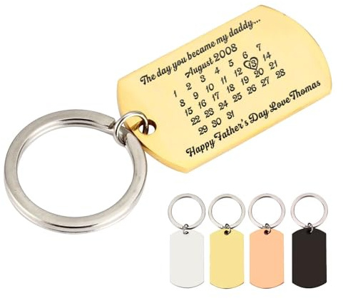 howson london Personalised Keyring Mothers Day Gifts from Daughter Son for Mum Nan Grandma Nanny Engraved Gift Titanium Steel Army Keychain Dog Tag Key Ring(Any Text, Gold)