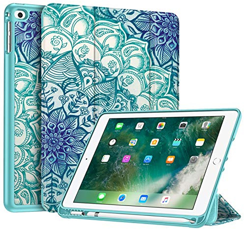 Fintie Hülle für iPad 9.7 2018/2017 / iPad Air 2 2014 / iPad Air 2013 | Dreifach klappbare Hülle mit weicher TPU-Rückseite, Stifthalter, Kratzschutz & Auto-Sleep/Wake, Smaragdblau
