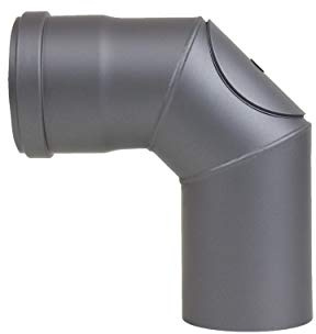 LANZZAS Pelletrohr Bogen 90° 2x abgewinkelt - Durchmesser 80 mm - Farbe: gussgrau - mit Reinigungsöffnung