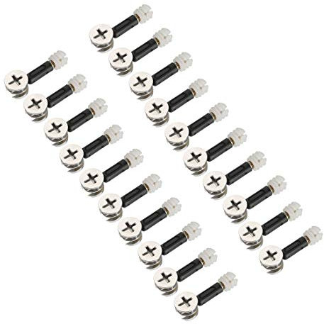 sourcing map 3-in-1 Furniture Connecting Kit 15mm OD Cam Fitting, M6x35mm Dowel Screws, 10.7mm OD Pre-inserted Nut 20 Sets