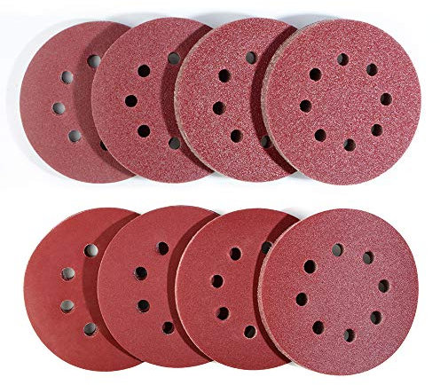 80 Stück exzenterschleifer schleifpapier 125mm klett, 8 Loch schleifscheiben 125mm Rund klett für Exzenterschleifer 10x 40/60/80/120/180/240/320/400 Körnung by Taspire