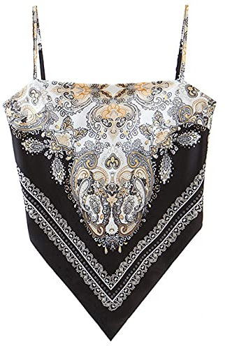 Arjungo Damen Paisleymuster Raffhalter Französischer Knoten Einstecktuch Saum Spaghettiträger Taschentuch Cami Bandana Tube Crop Top - - Mittel