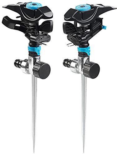 2 arroseurs à impulsion avec piquet de terre, 360°, 314 m². [Royal Gardineer]