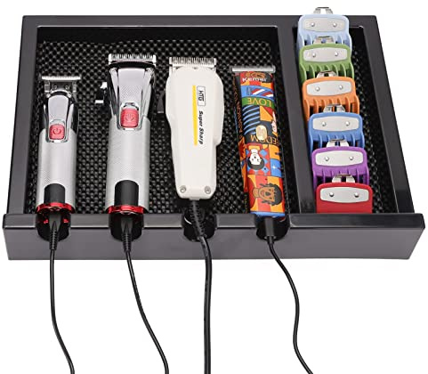 CestoMen Barber Clipper Tray, Clipper Organizer Razor Case with 4 Notches, Anti-slip Hair Trimmer Holder Tray, Barber Tool Box