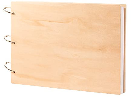 Fotoalbum zum Selbstgestalten, Fotobuch mit Holzcover, Scrapbook Album, Gästebuch mit 144 Seiten, Ringbuch Bilderalbum, DIY Foto Geschenk, Spiralalbum, Hochzeitsalbum, Babyalbum, Erinnerungsbuch