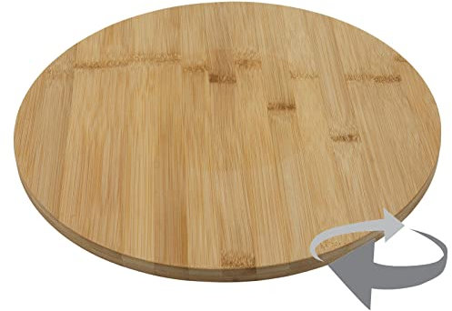 Spetebo XXL Bambus Servierplatte drehbar - 35 cm - Holz Drehteller für Käse Wurst und Snacks - Holzteller Servierbrett Gewürzrondell Kuchenplatte Servierteller Drehplatte