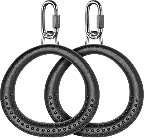 Dolibest Turnringe Schaukelringe Kletterringe Ninja Parcours Hangelgriffe | Hangelparcour Hindernisparcour,Klettergerüst Sprossenwand Klimmzug Ninja-Line Zipline Slackline,Karabiner,Rutschfest