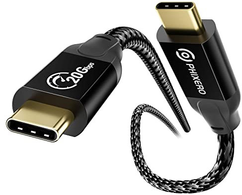 PHIXERO Cavo USB C a USB C 100 W (20 Gbps, 1M), cavo USB-C 3.2 Gen 2x2 con uscita video 4K, compatibile con MacBook Pro Thunderbolt 3, Samsung Galaxy S22/21/20, iPad Pro