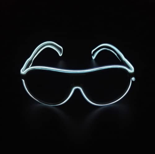 HULA LED Glasses, LED Party Glasses Luminous Glasses Cyberpunk Visor Glasses Light Up Rave Glasses for Aldult Kid (White)