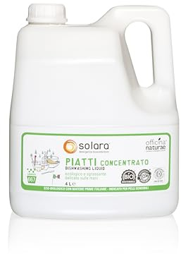 Officina Naturae | Solara Detersivo Piatti Concentrato per Lavaggio a Mano, per Pelli Delicate e Sensibili, Efficace sullo Sporco Grasso, Flacone in Bioplastica 4L