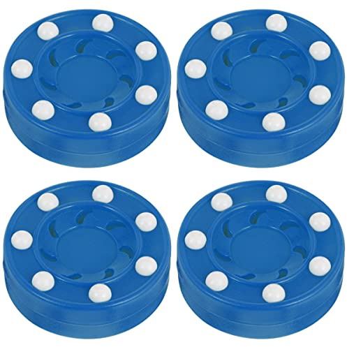 INOOMP 4Pcs Ice Hockey Pucks Street Air Hockey Pucks Field Hockey Balls Blue Biscuit Pucks Hockey Tiles Exercise Rollers Hockey Training Pucks