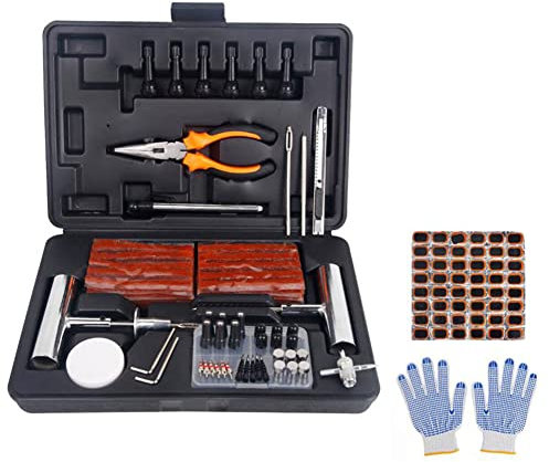 148PCS Car Emergency Flat Tyre Repair Kit, Universal Motorcycle Auto Tire Puncture Repair Tool for Cars, Motorcycles, Trucks, Tractors, Jeeps, Off-road vehicles, Lawn mowers, ATV, SUV