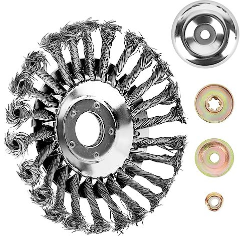 Cepillo para Malas Hierbas 25,4 mm - Desbrozadora, Cepillo de Alambre, Redondo, de Acero - Recortador de Malas Hierbas