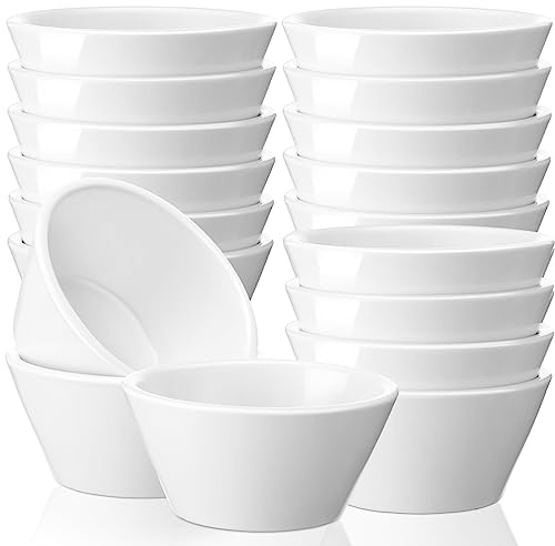 Domensi 18 Pcs 8 oz Porcelain Bowls Small Dessert Bowls Porcelain Broth Cups Soup for Ice Cream Dipping Sauce Bouillon Soups Salads Cereal, Microwave and Dishwasher Safe