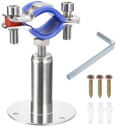 sourcing map Supporti per tubi in acciaio inossidabile Montaggio a parete Staffa per tubi a soffitto Morsetto regolabile Cinghia per tubo Fit per tubi di diametro 25-27 mm