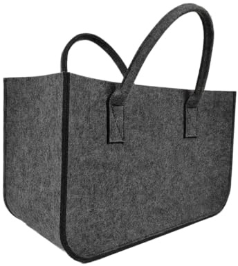 Valo Filztasche (faltbar, Tragetasche aus Filz, Filzkorb, Holzkorb, Aufbewahrungstasche, Einkaufstasche grau) VK000401